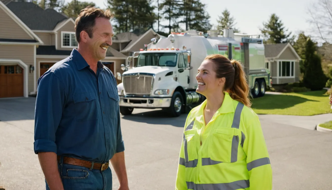 Local septic provider talking with a homeowner in the Kettering area